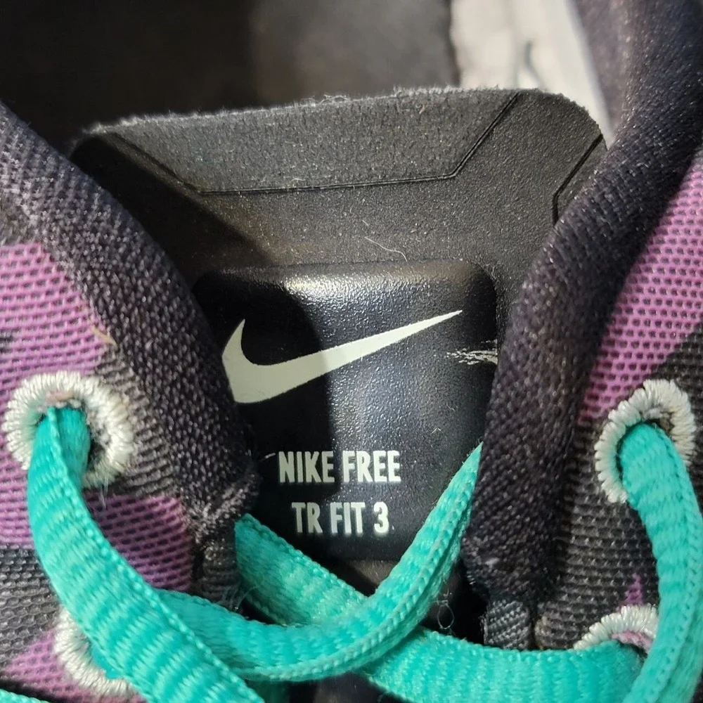Nike Free TR Fit 3 Running‎ Race Shoes Womens US 9 Purple Black Teal Swoosh Logo